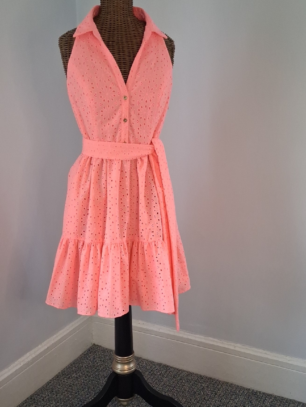 Lilly Pulitzer Coral Pink Eyelet Halter Dress